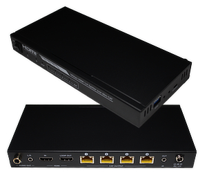 1x4 HDMI Splitter over CAT6/7, De Embedded Audio, 4K/60Hz 4:4:4, HDR, PoC, 60m