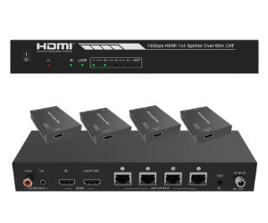 1x4 HDMI Splitter over CAT5e/6/7, 18G 4K/60Hz
